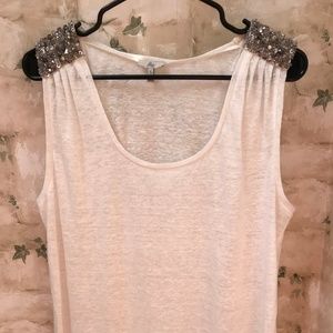 Joie Heavily Beaded Shoulders Tank Small